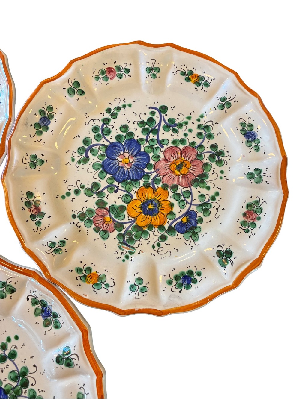 Vintage Deruta Italy Hand Painted Majolica Floral Wall Plates Set of 4 - READ - Picture 2 of 11